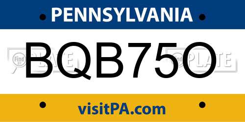 BQB75O Pennsylvania License Plate