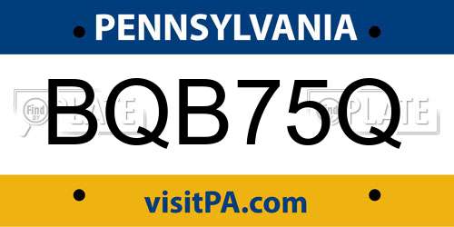 BQB75Q Pennsylvania License Plate