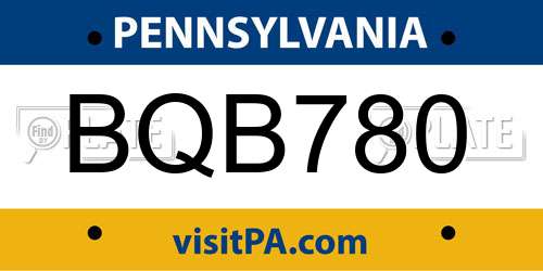 BQB780 Pennsylvania License Plate