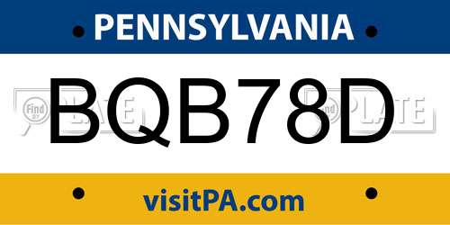 BQB78D Pennsylvania License Plate