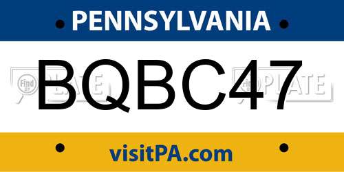 BQBC47 Pennsylvania License Plate