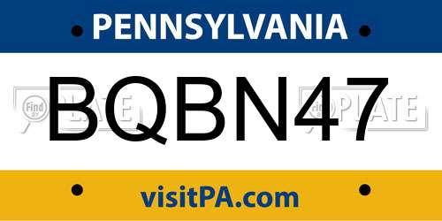 BQBN47 Pennsylvania License Plate