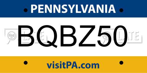 BQBZ50 Pennsylvania License Plate