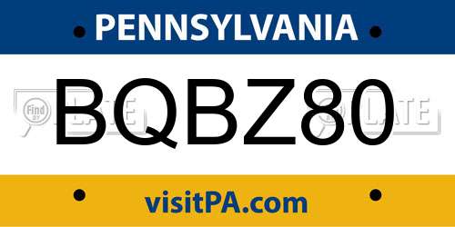 BQBZ80 Pennsylvania License Plate