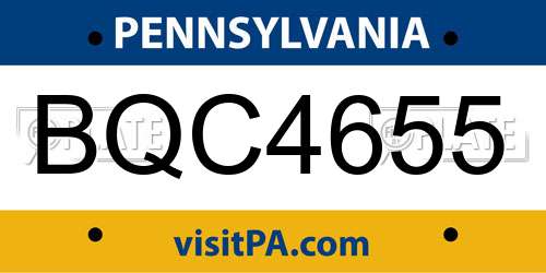 BQC4655 Pennsylvania License Plate