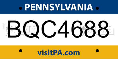 BQC4688 Pennsylvania License Plate
