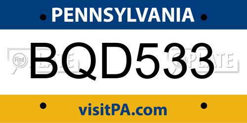BQD533 Pennsylvania License Plate