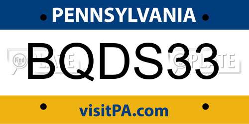 BQDS33 Pennsylvania License Plate