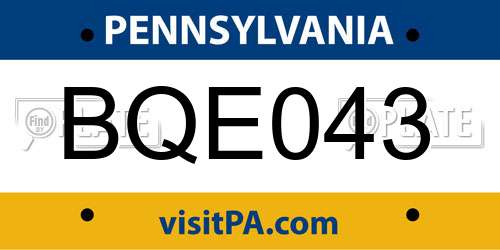 BQE043 Pennsylvania License Plate