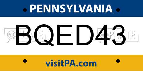 BQED43 Pennsylvania License Plate