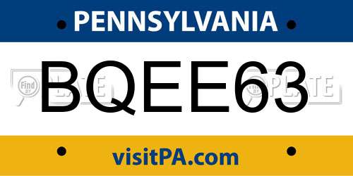 BQEE63 Pennsylvania License Plate