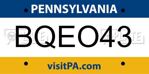 BQEO43 Pennsylvania License Plate