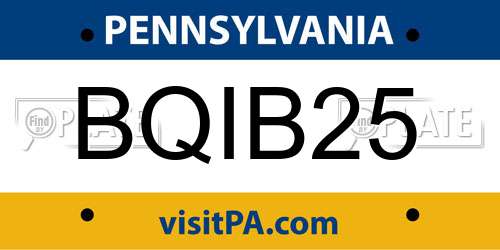 BQIB25 Pennsylvania License Plate