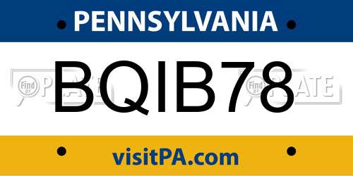 BQIB78 Pennsylvania License Plate