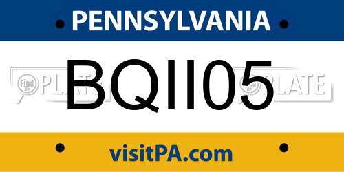 BQII05 Pennsylvania License Plate