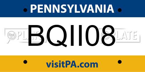 BQII08 Pennsylvania License Plate