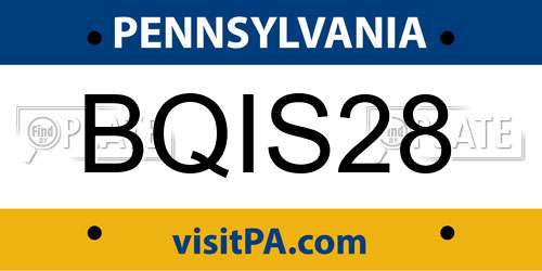 BQIS28 Pennsylvania License Plate