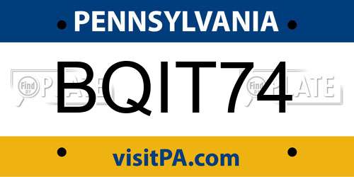 BQIT74 Pennsylvania License Plate