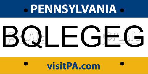 BQLEGEG Pennsylvania License Plate