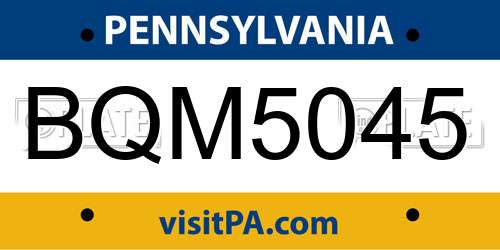 BQM5045 Pennsylvania License Plate