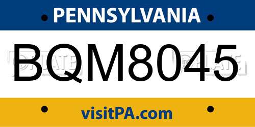 BQM8045 Pennsylvania License Plate