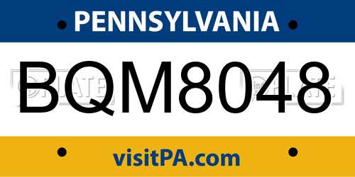 BQM8048 Pennsylvania License Plate