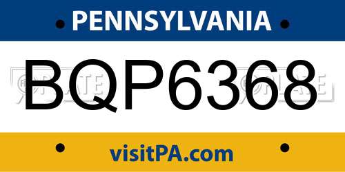 BQP6368 Pennsylvania License Plate