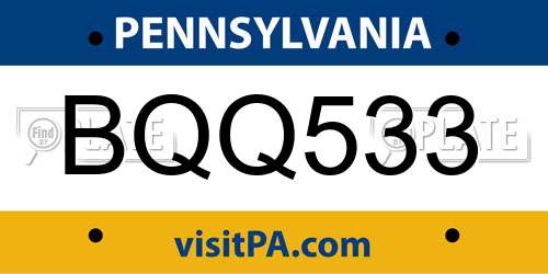 BQQ533 Pennsylvania License Plate