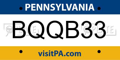 BQQB33 Pennsylvania License Plate