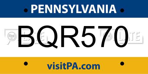 BQR570 Pennsylvania License Plate