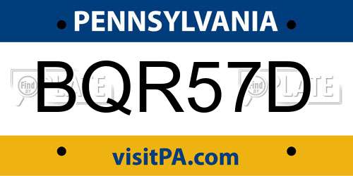 BQR57D Pennsylvania License Plate