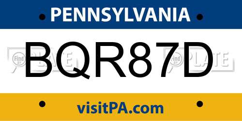 BQR87D Pennsylvania License Plate