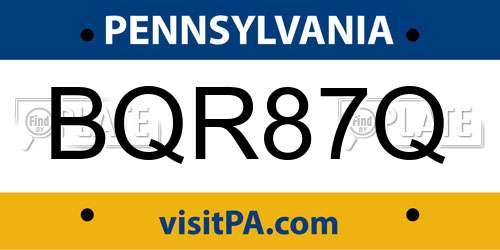 BQR87Q Pennsylvania License Plate