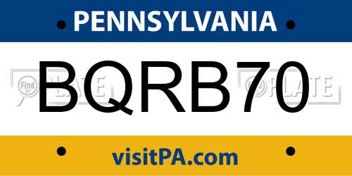 BQRB70 Pennsylvania License Plate