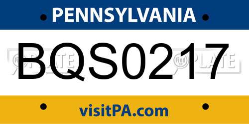 BQS0217 Pennsylvania License Plate