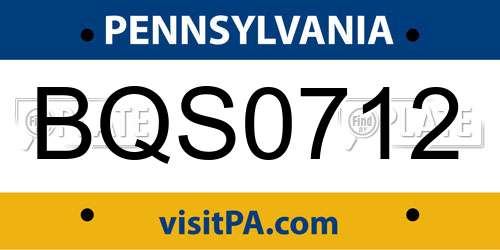 BQS0712 Pennsylvania License Plate