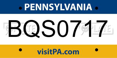 BQS0717 Pennsylvania License Plate