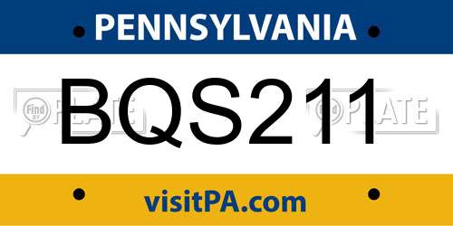 BQS211 Pennsylvania License Plate