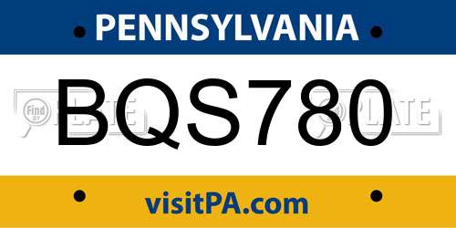 BQS780 Pennsylvania License Plate