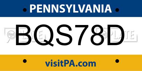 BQS78D Pennsylvania License Plate