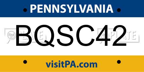 BQSC42 Pennsylvania License Plate