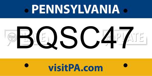 BQSC47 Pennsylvania License Plate