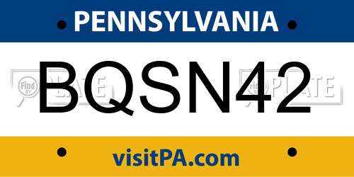 BQSN42 Pennsylvania License Plate
