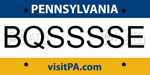 BQSSSSE Pennsylvania License Plate