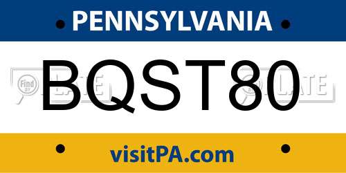 BQST80 Pennsylvania License Plate