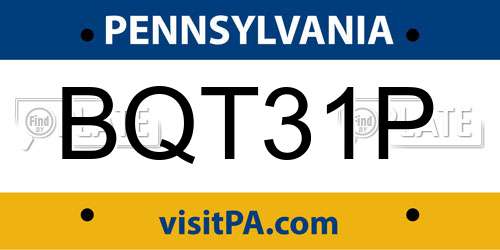 BQT31P Pennsylvania License Plate