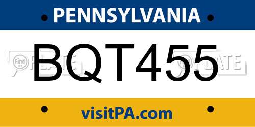 BQT455 Pennsylvania License Plate