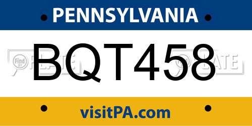 BQT458 Pennsylvania License Plate