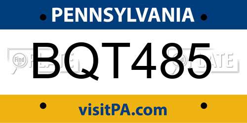BQT485 Pennsylvania License Plate
