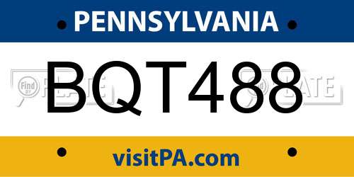 BQT488 Pennsylvania License Plate